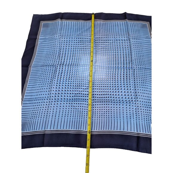 Vintage Ombre Dark Blue Aqua Light Blue Geometric Scarf  26.25" X 26.75" - Picture 7 of 9